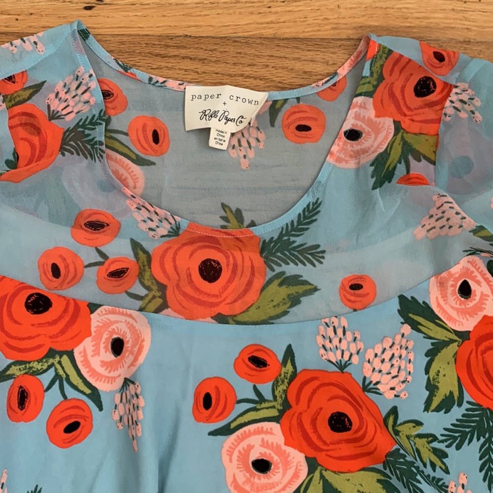 Like NEW!! Anthro Rifle Paper Co. Fluttered Blooms Dress - Picture 9 of 14